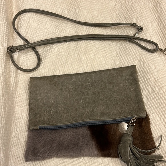 Cowhide Leather Convertible Crossbody Clutch - Picture 4 of 5